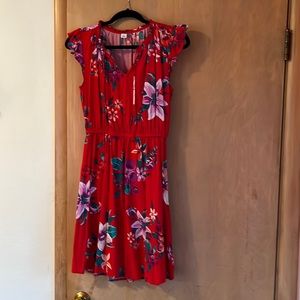 Old Navy red tropical print dress. Knee length. Light weight.
